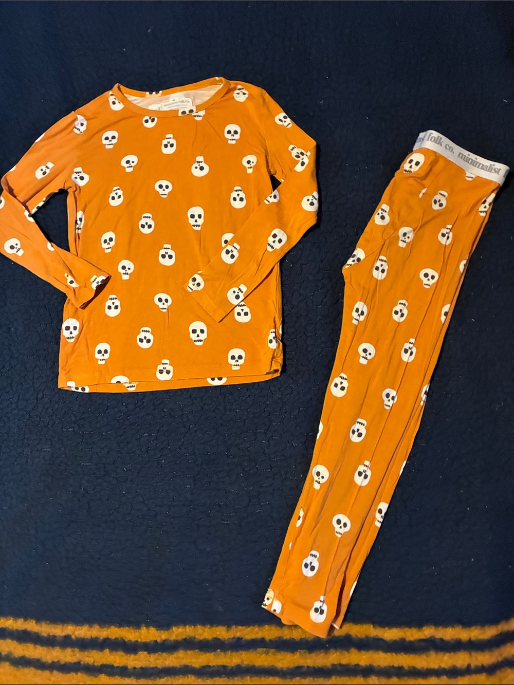 Minimalist folk co Kids Orange Skull Long-Sleeve Pajama Set